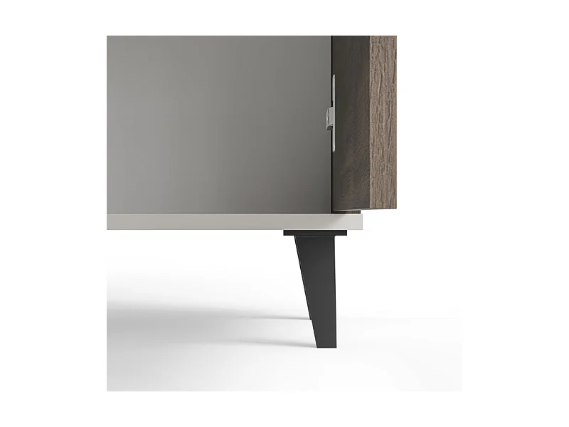 Buffet 160 cm 3 portes aspect noyer et beige PUMP