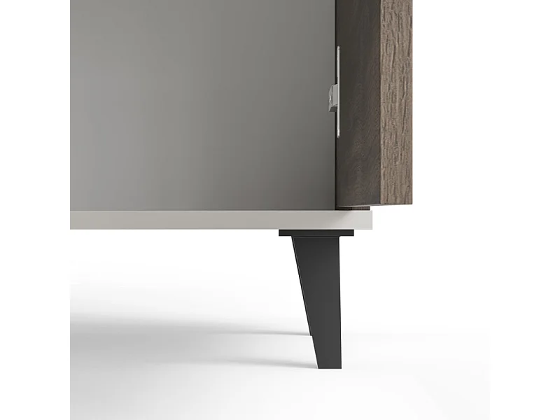 Buffet 160 cm 3 portes aspect noyer et beige PUMP