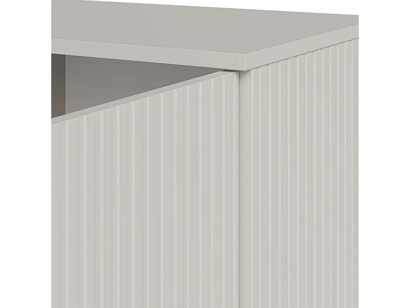 Buffet 160 cm 3 portes aspect noyer et beige PUMP