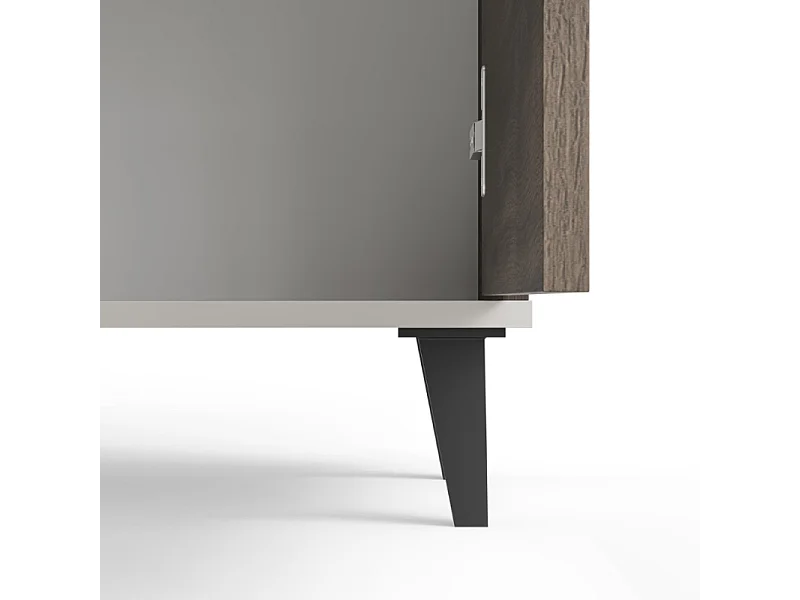 Buffet 160 cm 3 portes aspect noyer et beige PUMP