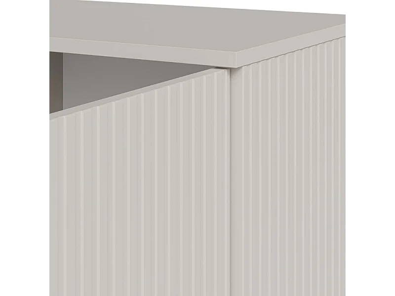 Buffet 160 cm 3 portes aspect noyer et beige PUMP