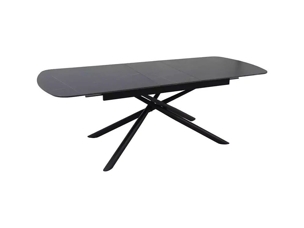 Table extensible de salle à manger noir mat scandinave 180 + 40cm céramique et métal Vila