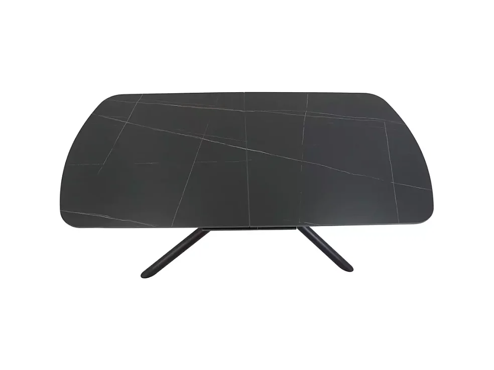 Table extensible de salle à manger noir mat scandinave 180 + 40cm céramique et métal Vila