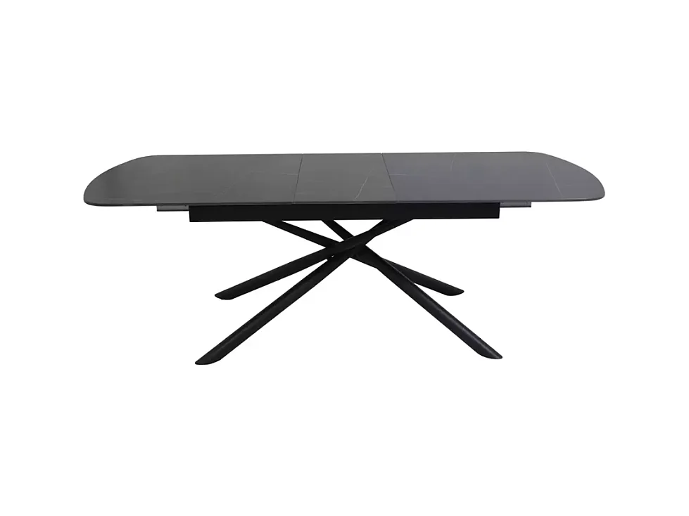 Table extensible de salle à manger noir mat scandinave 180 + 40cm céramique et métal Vila