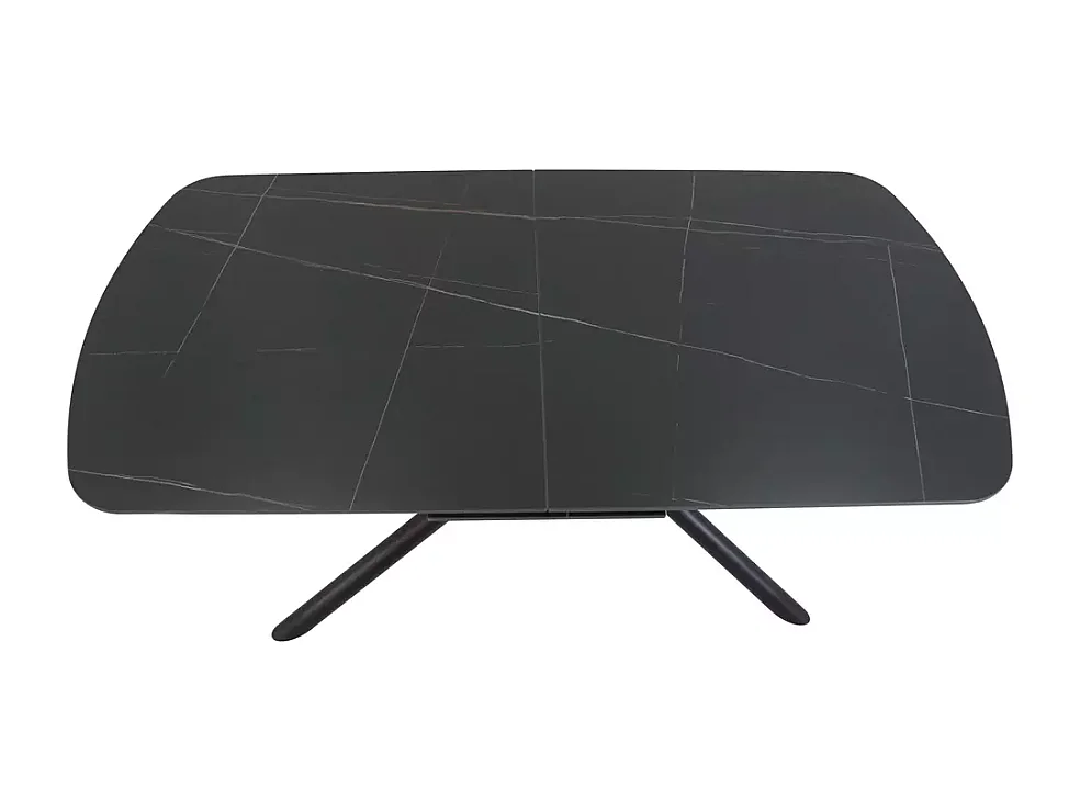 Table extensible de salle à manger noir mat scandinave 180 + 40cm céramique et métal Vila