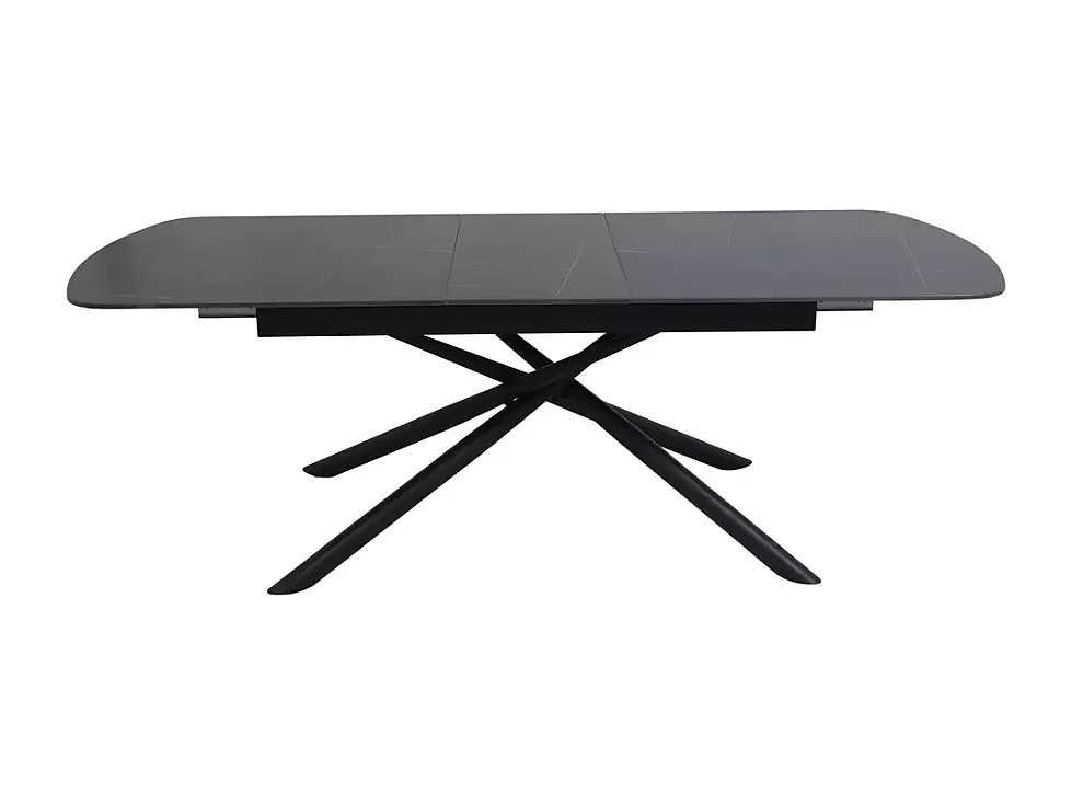 Table extensible de salle à manger noir mat scandinave 180 + 40cm céramique et métal Vila