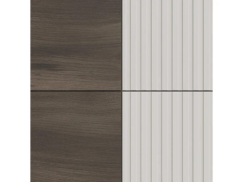 Bahut contemporain 100 cm 2 portes aspect noyer et beige PUMP