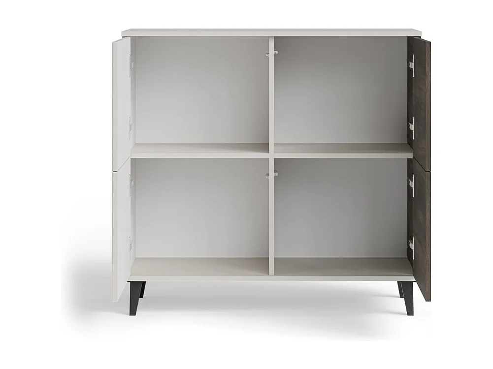 Bahut contemporain 100 cm 2 portes aspect noyer et beige PUMP