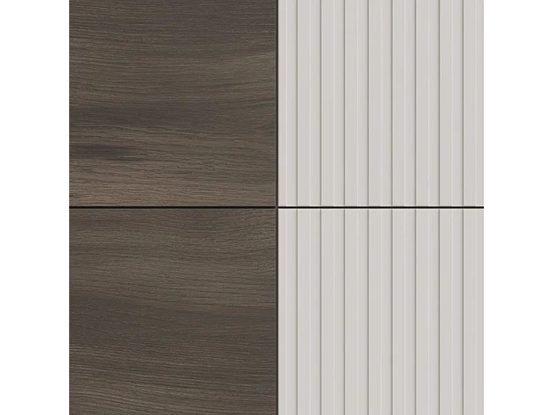 Bahut contemporain 100 cm 2 portes aspect noyer et beige PUMP