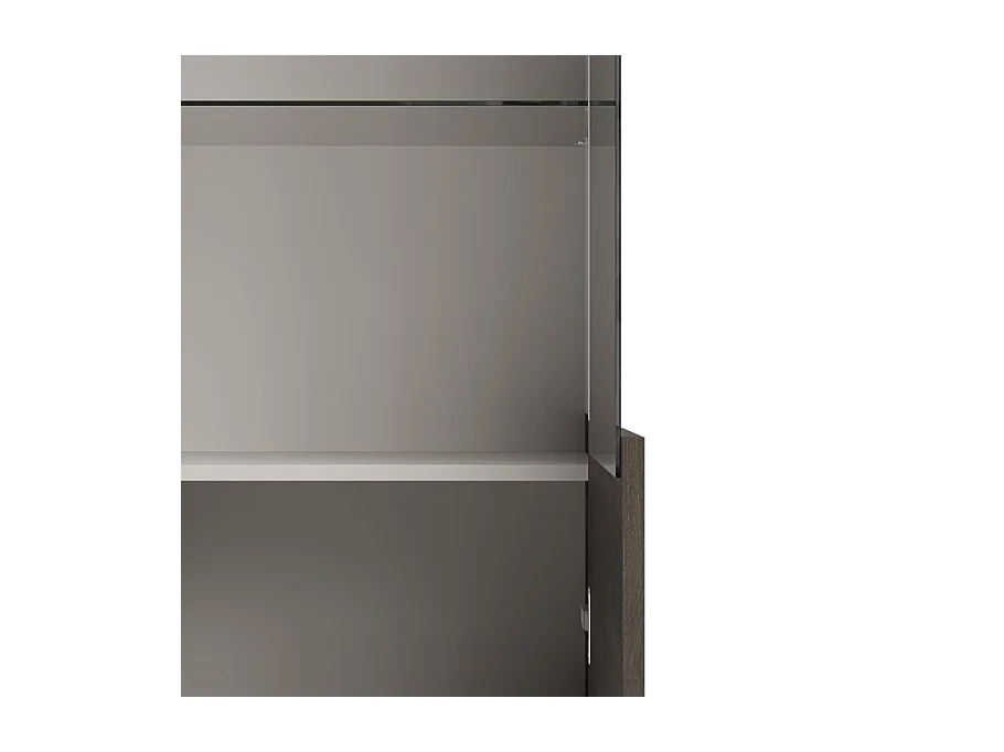 Vitrine contemporaine beige et aspect noyer PUMP