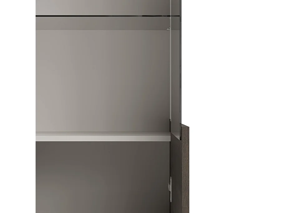 Vitrine contemporaine beige et aspect noyer PUMP