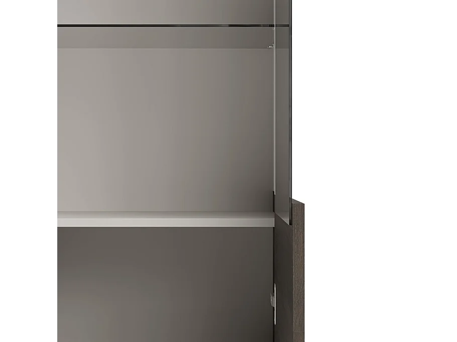 Vitrine contemporaine beige et aspect noyer PUMP