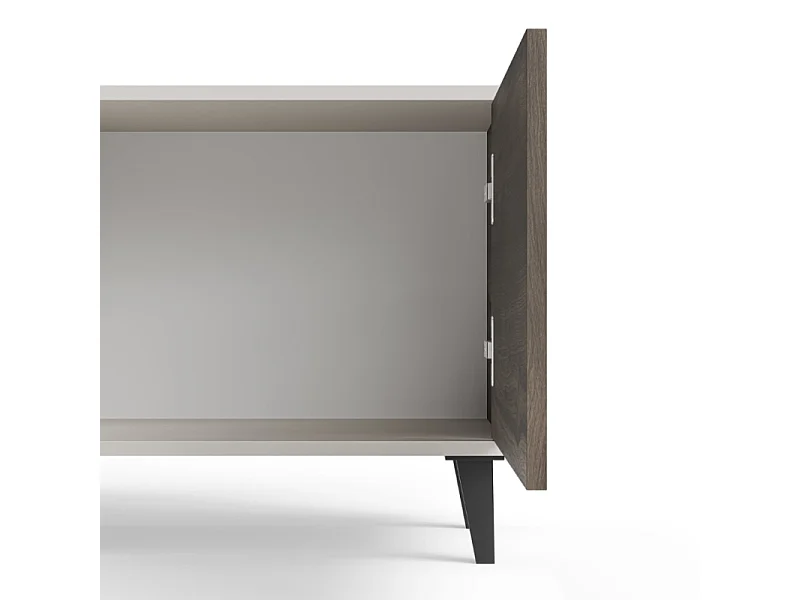 Meuble TV contemporain 180 cm beige aspect noyer PUMP