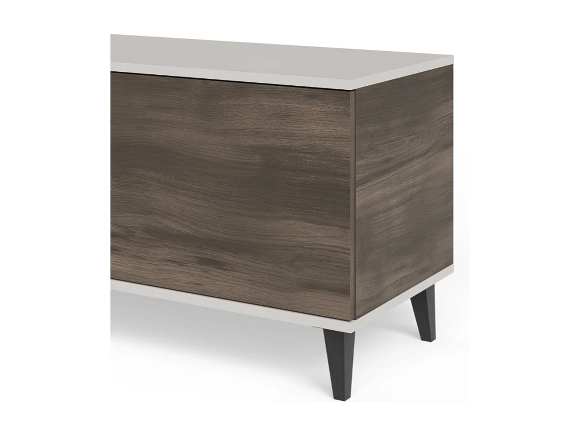 Meuble TV contemporain 180 cm beige aspect noyer PUMP