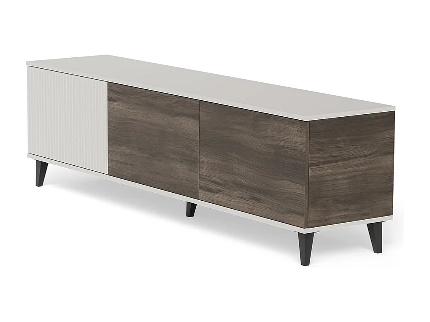 Meuble TV contemporain 180 cm beige aspect noyer PUMP