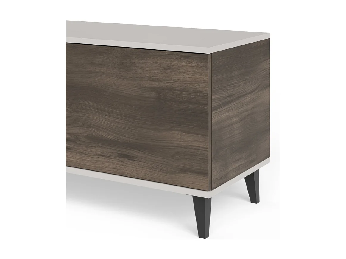 Meuble TV contemporain 180 cm beige aspect noyer PUMP