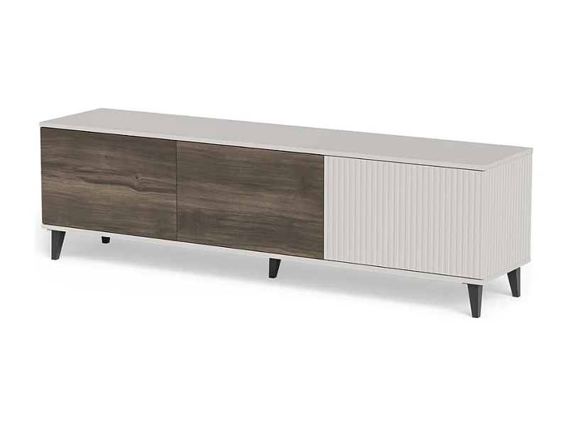 Meuble TV contemporain 180 cm beige aspect noyer PUMP