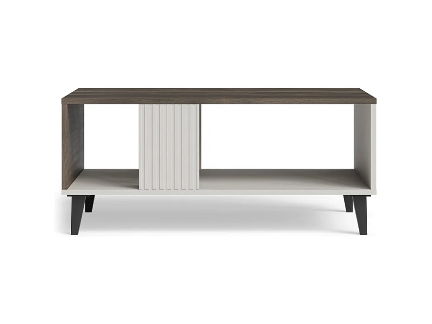 Table basse contemporaine aspect noyer avec finitions beiges PUMP