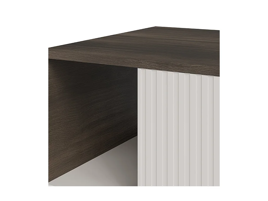 Table basse contemporaine aspect noyer avec finitions beiges PUMP