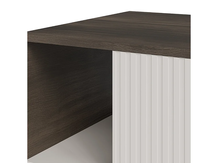 Table basse contemporaine aspect noyer avec finitions beiges PUMP