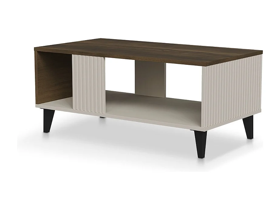 Table basse contemporaine aspect noyer avec finitions beiges PUMP