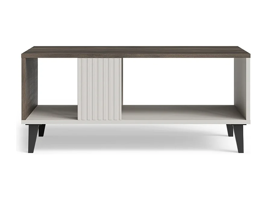 Table basse contemporaine aspect noyer avec finitions beiges PUMP