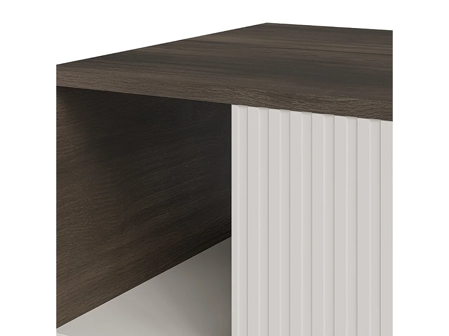 Table basse contemporaine aspect noyer avec finitions beiges PUMP