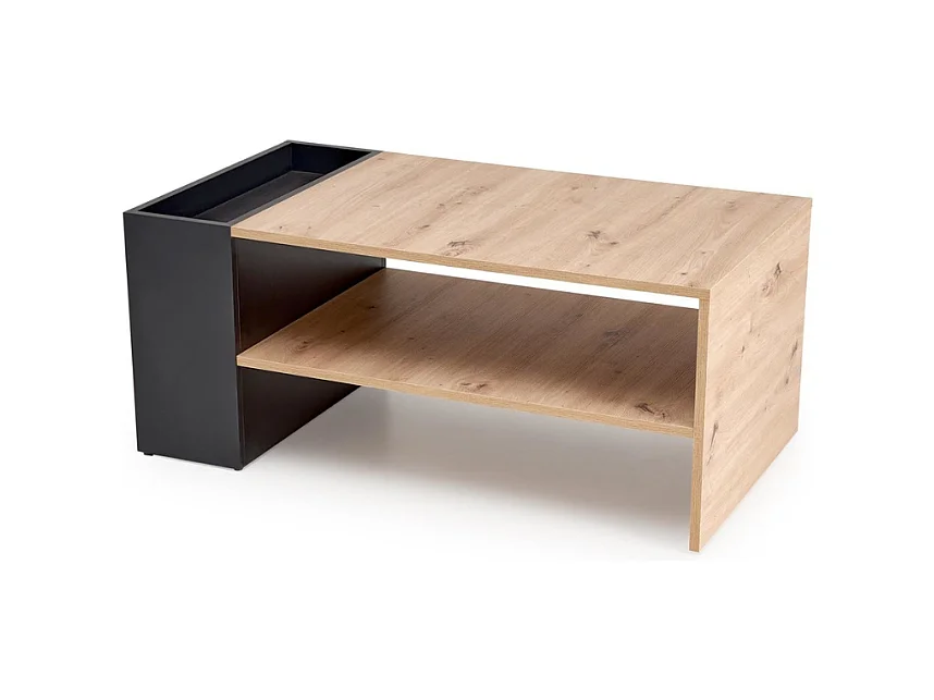 Mesa de centro LORIE de 100 x 55 cm en negro y aspecto roble