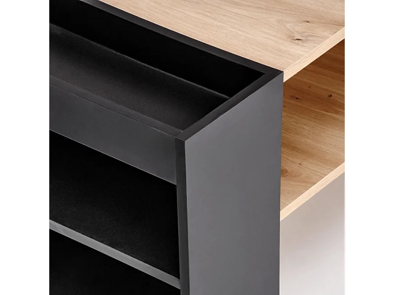 Mesa de centro LORIE de 100 x 55 cm en negro y aspecto roble