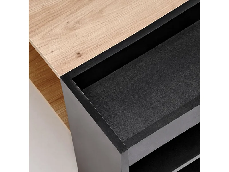 Mesa de centro LORIE de 100 x 55 cm en negro y aspecto roble