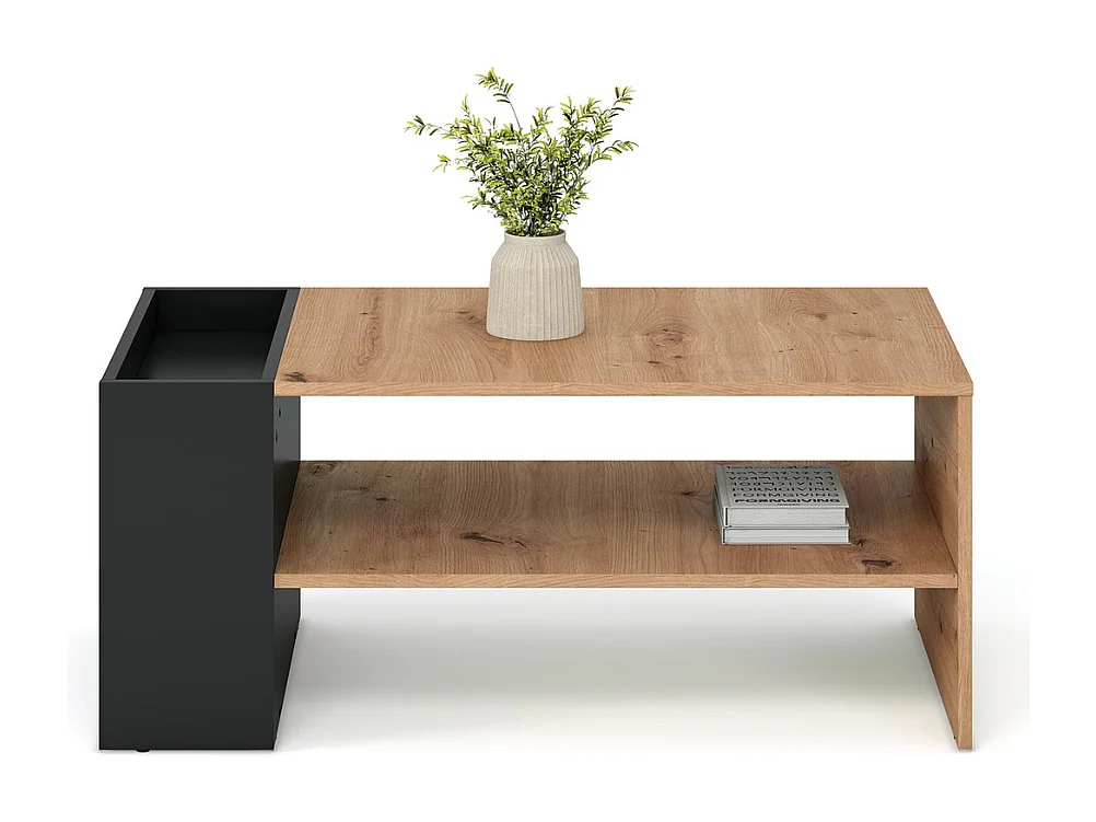 Table basse 100 x 55 cm noire et aspect chêne LORIE