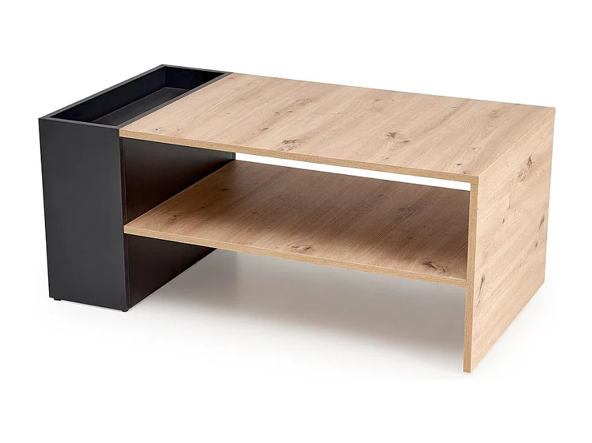 Mesa de centro LORIE de 100 x 55 cm en negro y aspecto roble