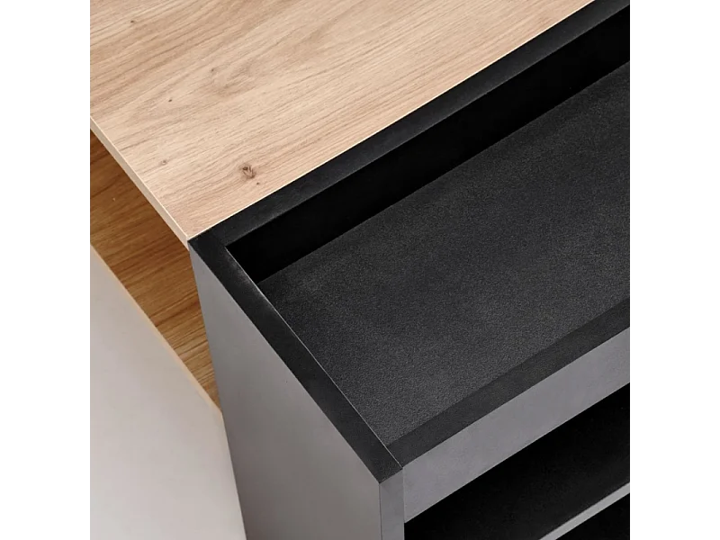 Mesa de centro LORIE de 100 x 55 cm en negro y aspecto roble