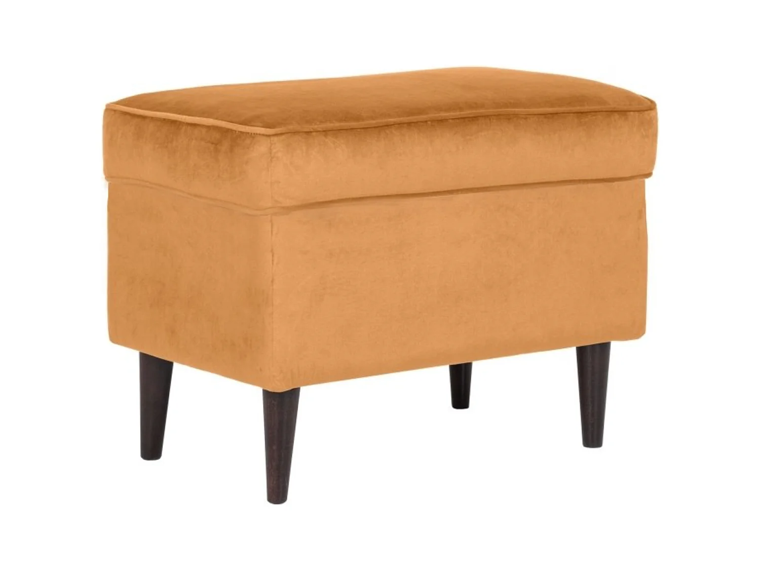 Pouf design velours jaune et wengé Havo