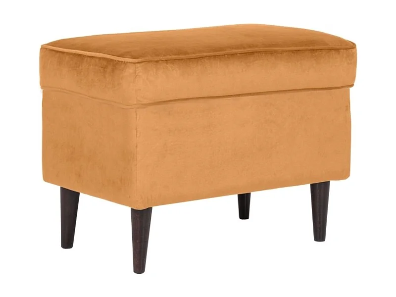 Pouf design velours jaune et wengé Havo