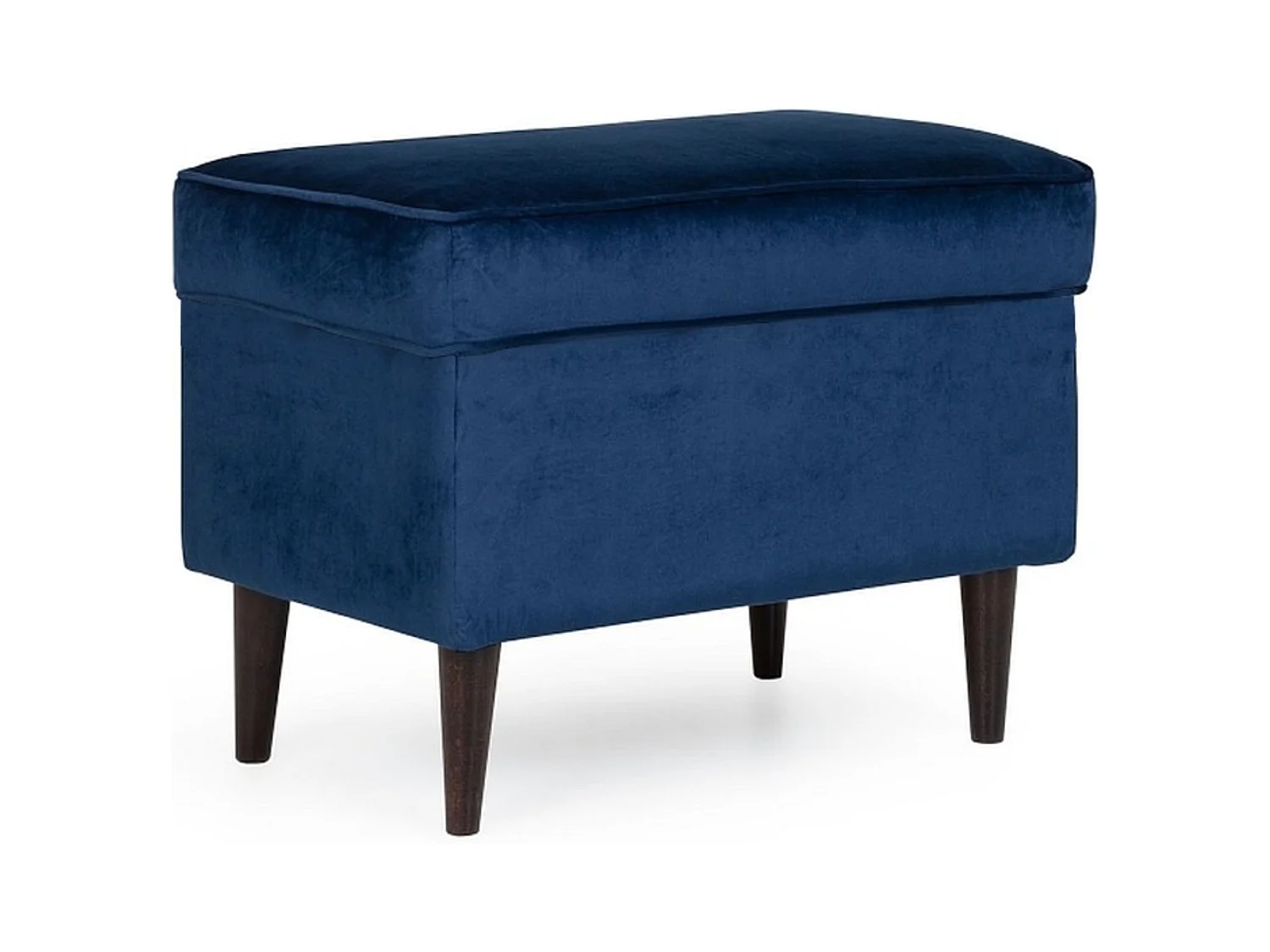 Pouf design velours bleu et wengé Havo