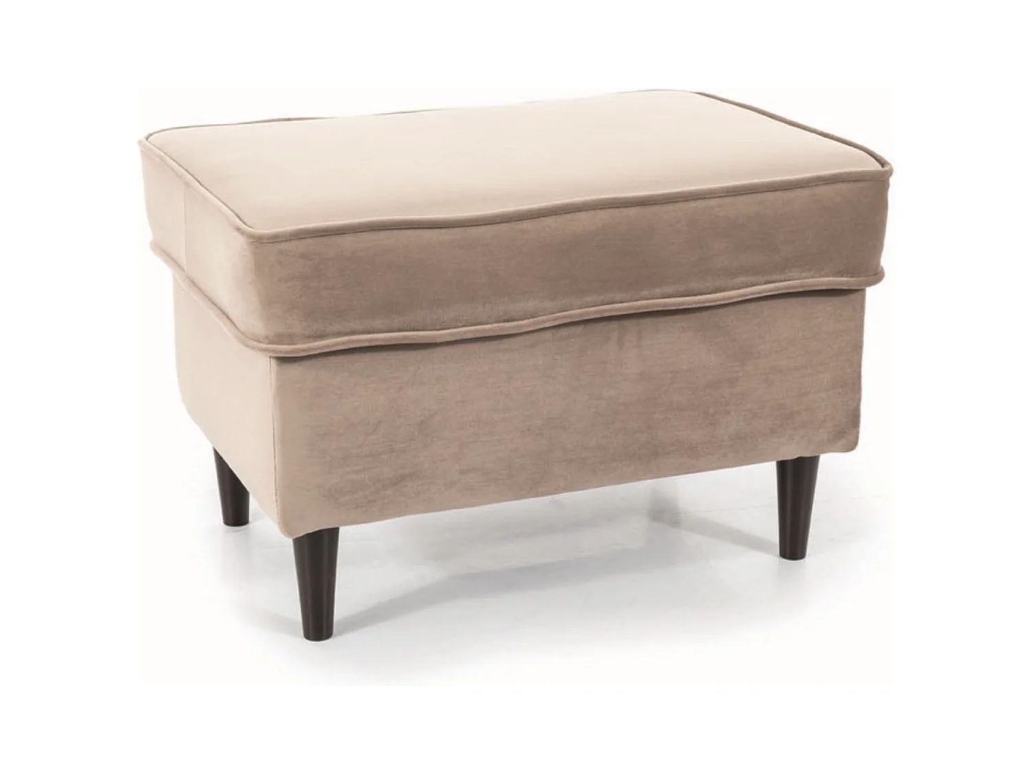 Pouf design velours beige et wengé Havo