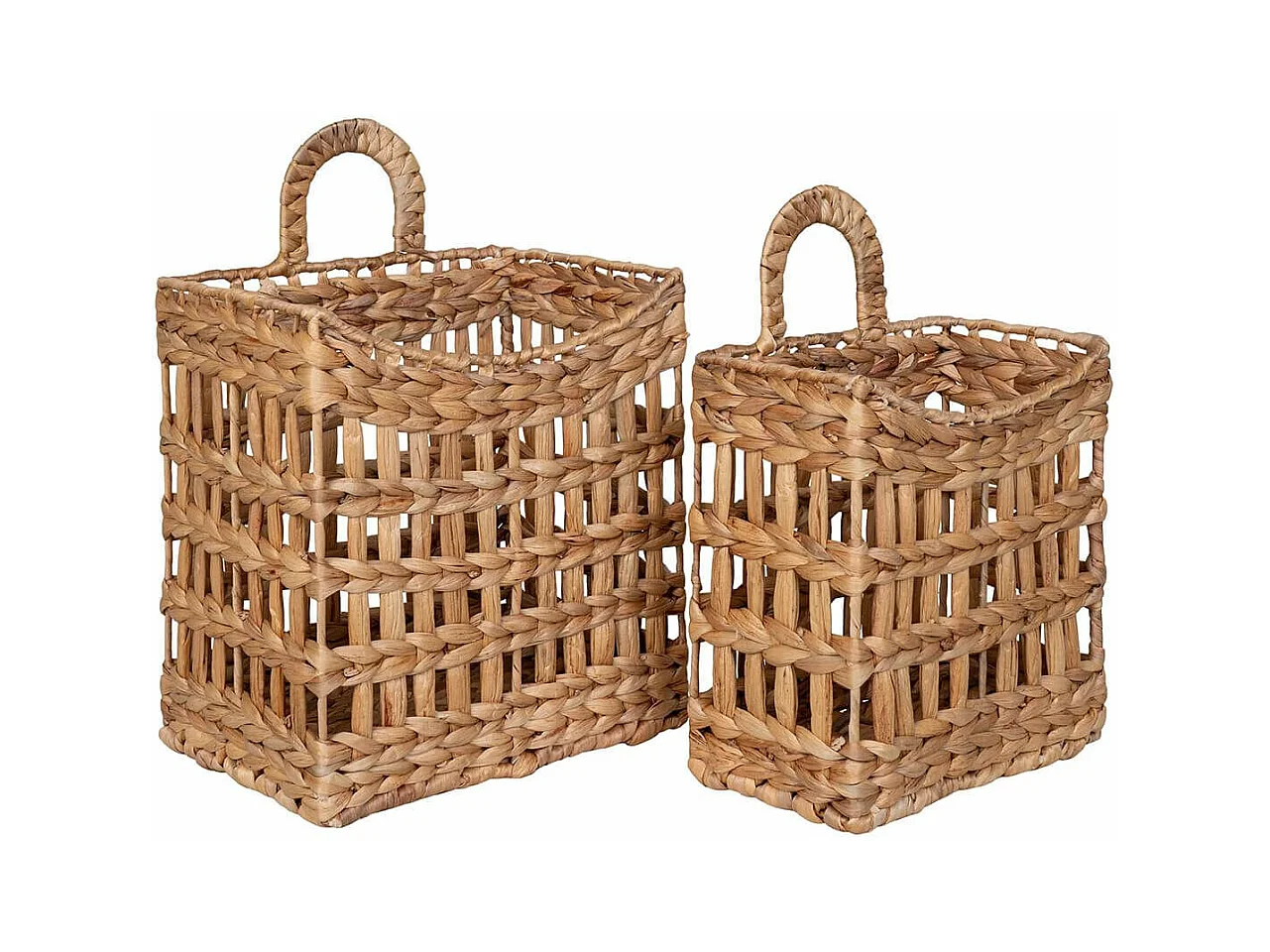CLARA - Lot de 2 paniers à poser ou à suspendre en jacinthe d'eau naturelle