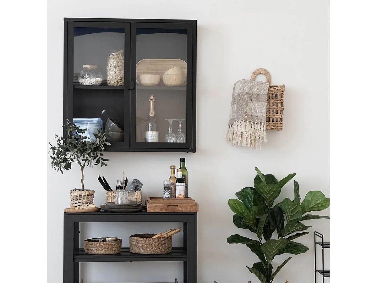 CLARA - Lot de 2 paniers à poser ou à suspendre en jacinthe d'eau naturelle