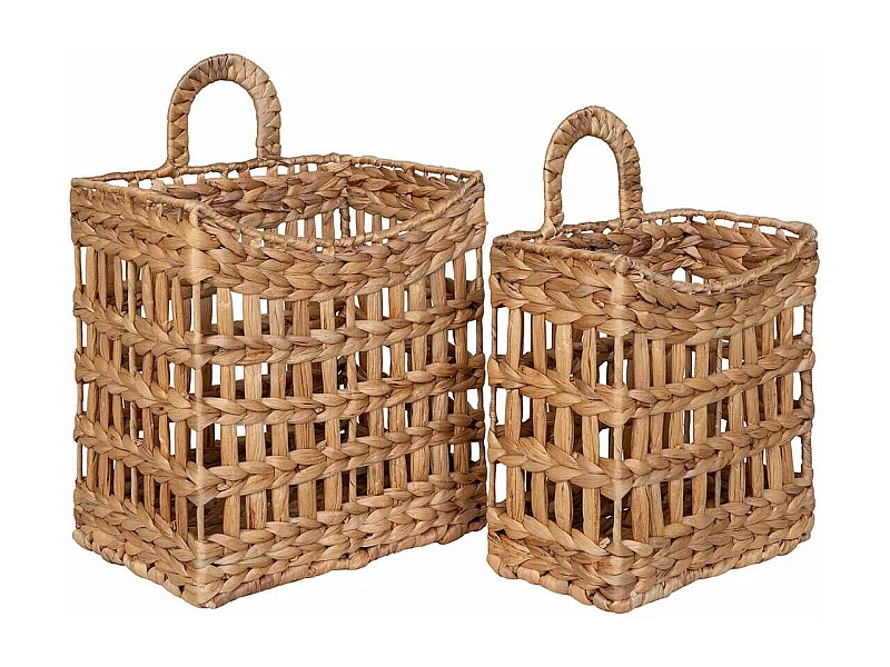 CLARA - Lot de 2 paniers à poser ou à suspendre en jacinthe d'eau naturelle