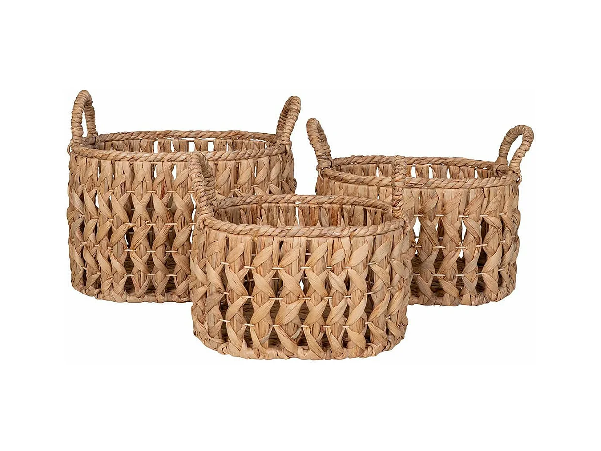 NEELAM - Lot de 3 Panières Ovales en Jacinthe d'Eau