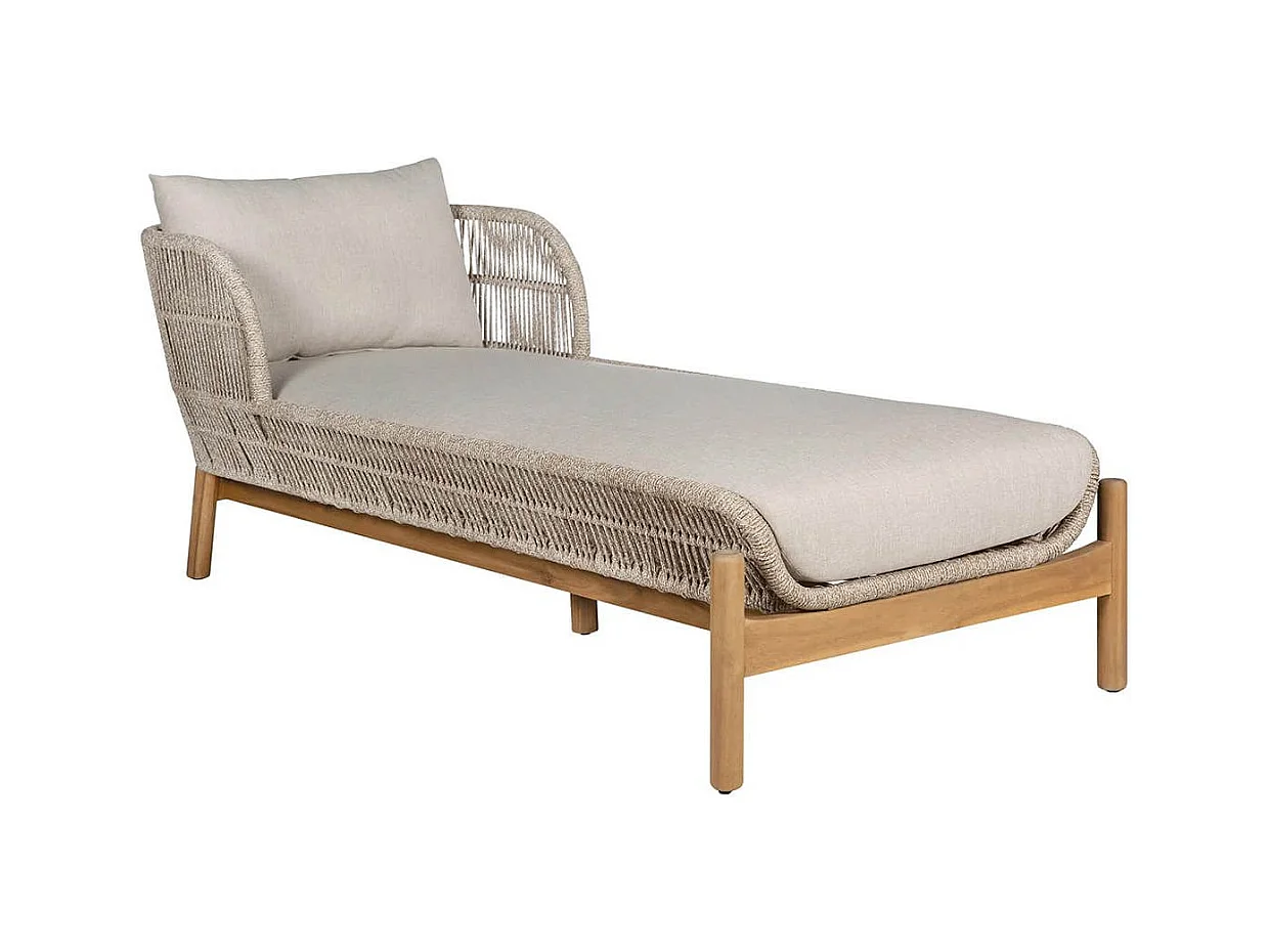 LORIENA - Bain de Soleil en Acacia et Corde Beige avec Coussins