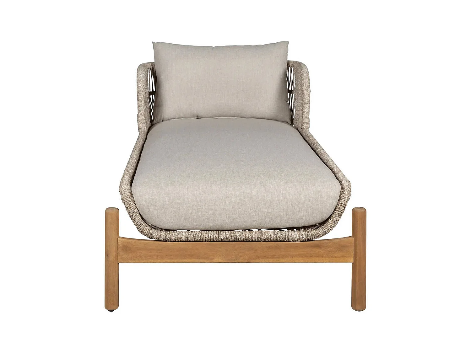 LORIENA - Bain de Soleil en Acacia et Corde Beige avec Coussins