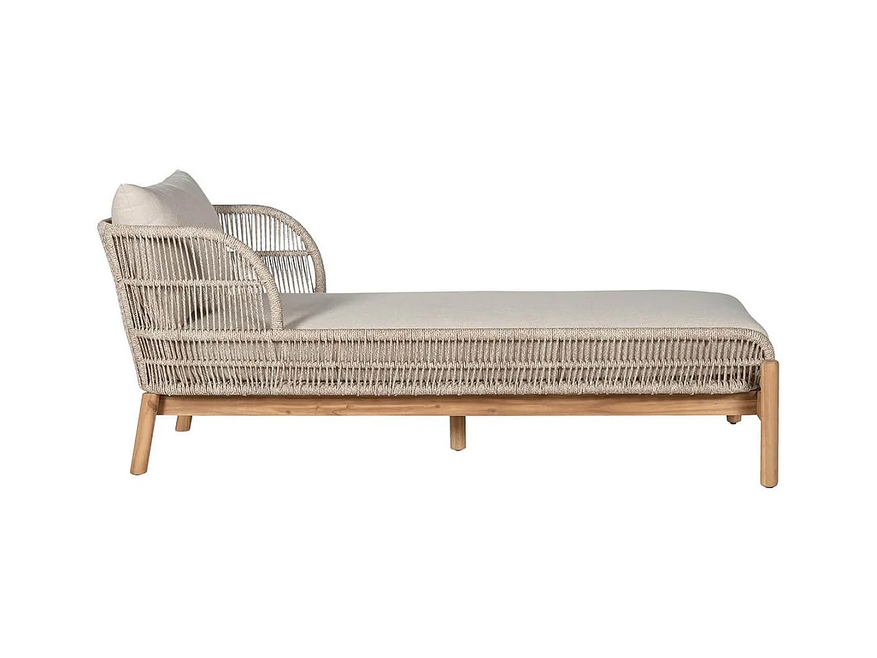 LORIENA - Bain de Soleil en Acacia et Corde Beige avec Coussins