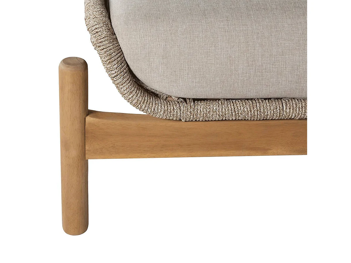 LORIENA - Bain de Soleil en Acacia et Corde Beige avec Coussins