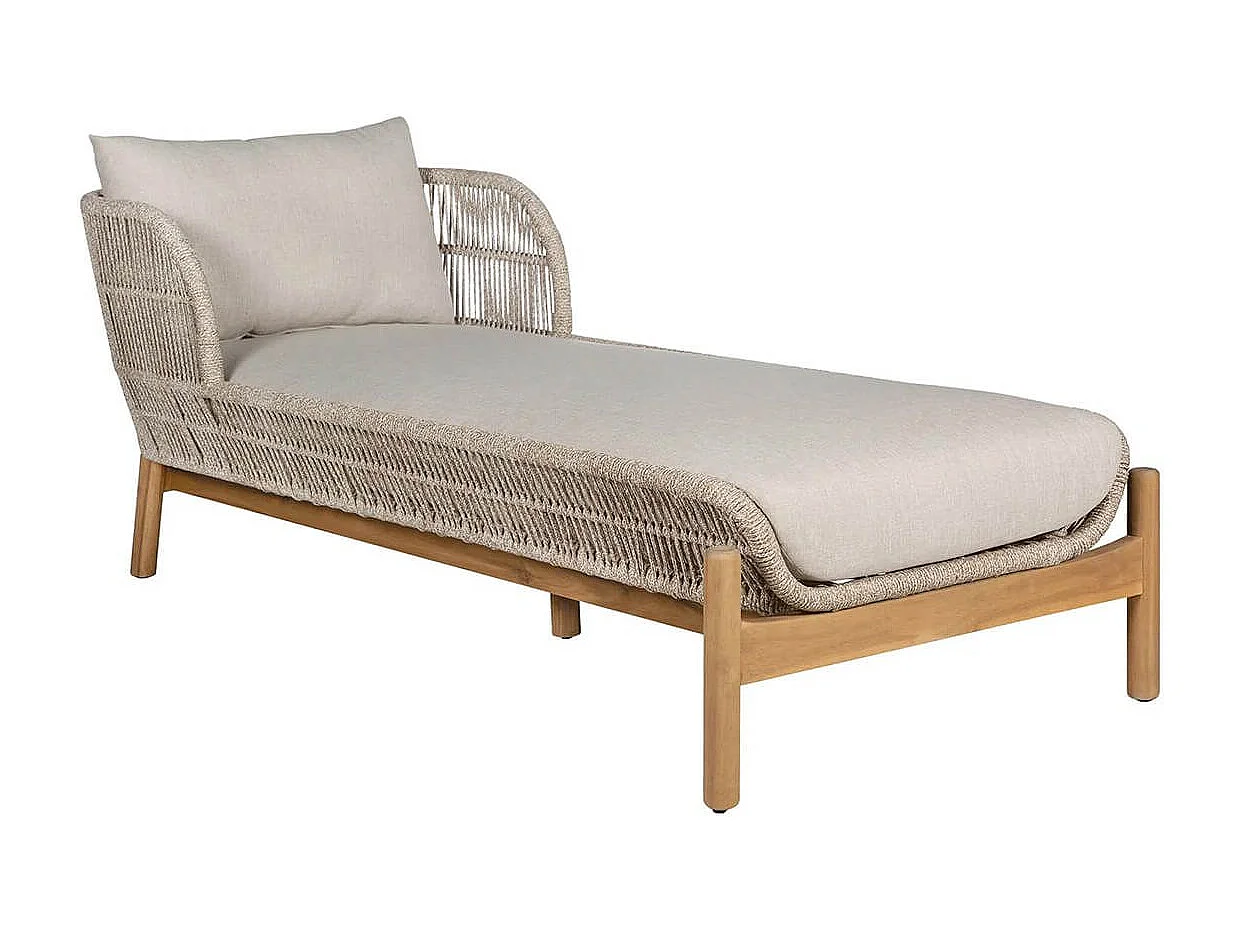 LORIENA - Bain de Soleil en Acacia et Corde Beige avec Coussins