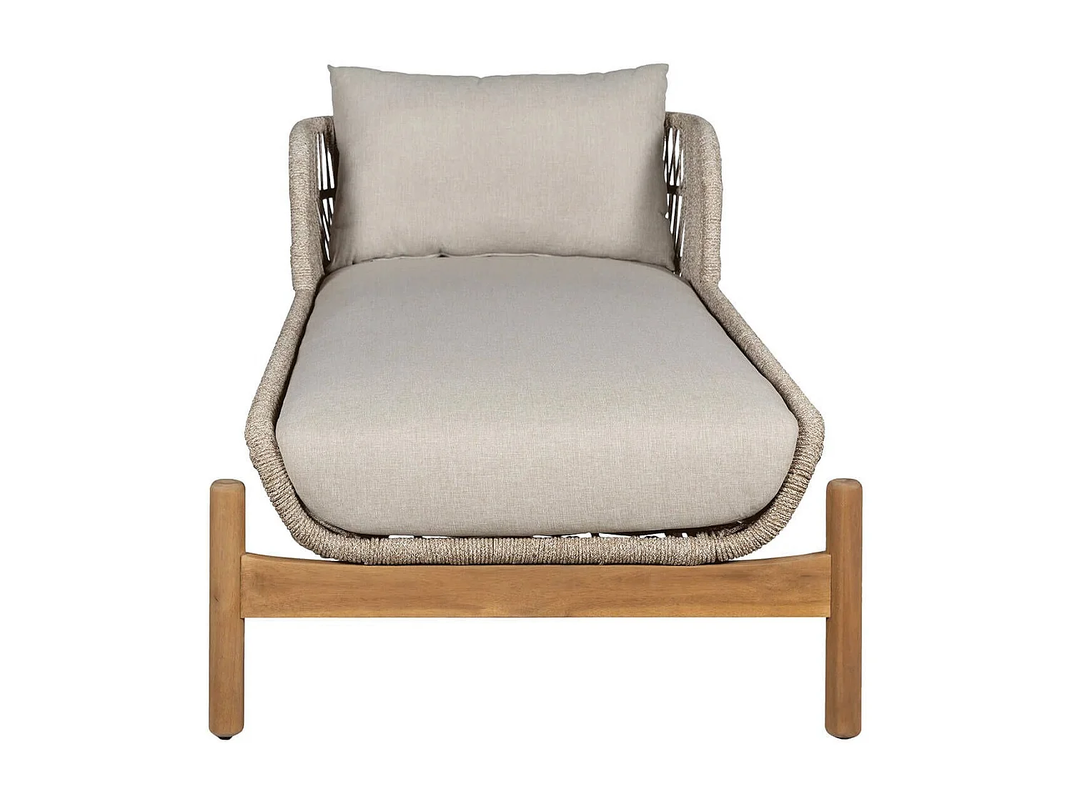 LORIENA - Bain de Soleil en Acacia et Corde Beige avec Coussins