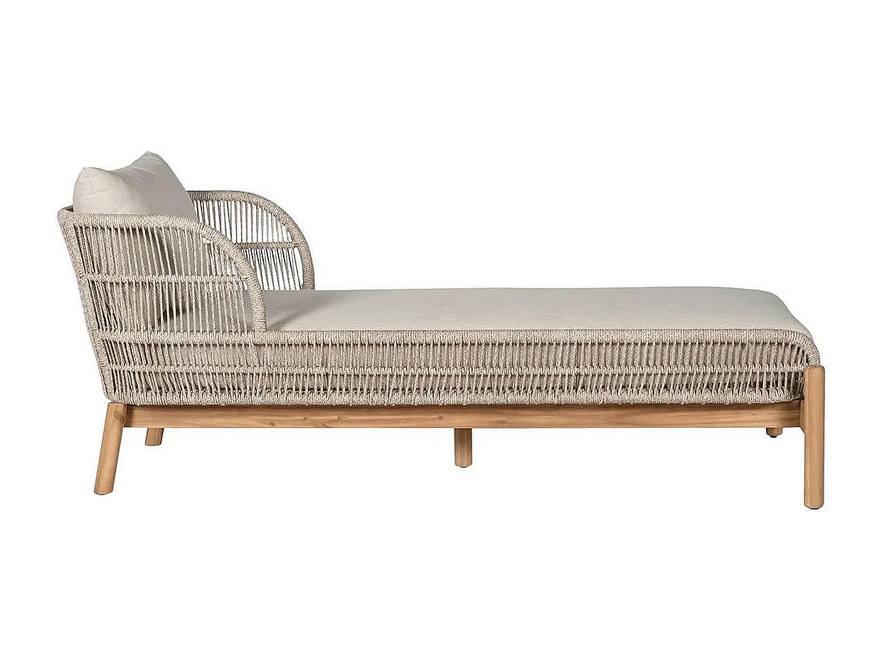 LORIENA - Bain de Soleil en Acacia et Corde Beige avec Coussins