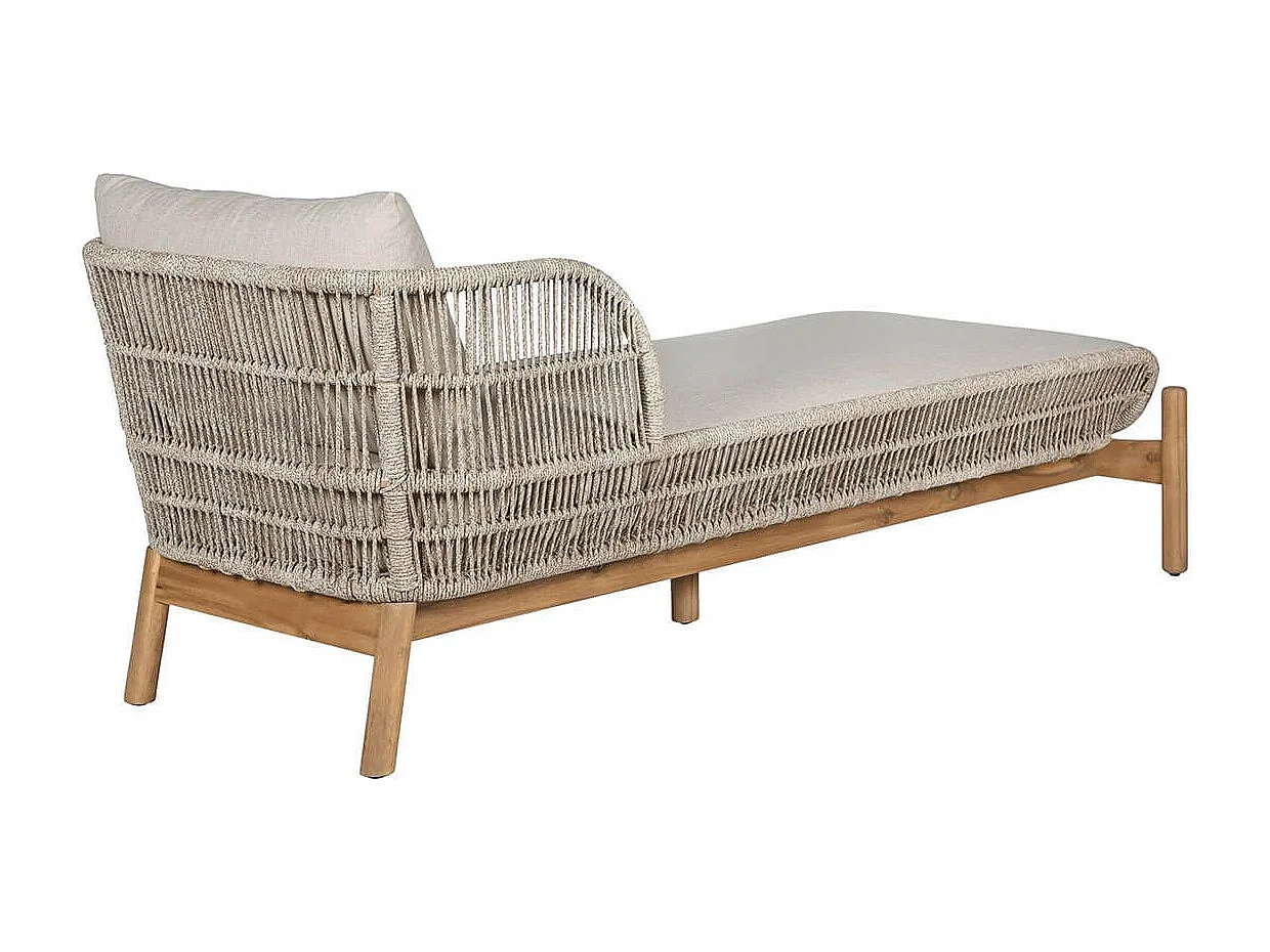 LORIENA - Bain de Soleil en Acacia et Corde Beige avec Coussins