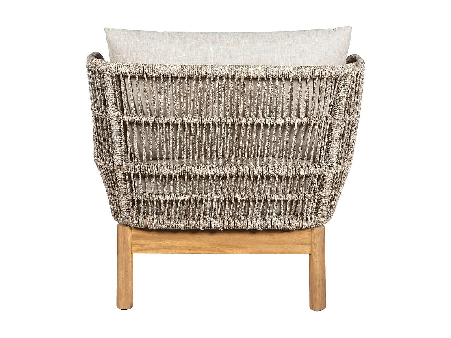 LORIENA - Bain de Soleil en Acacia et Corde Beige avec Coussins